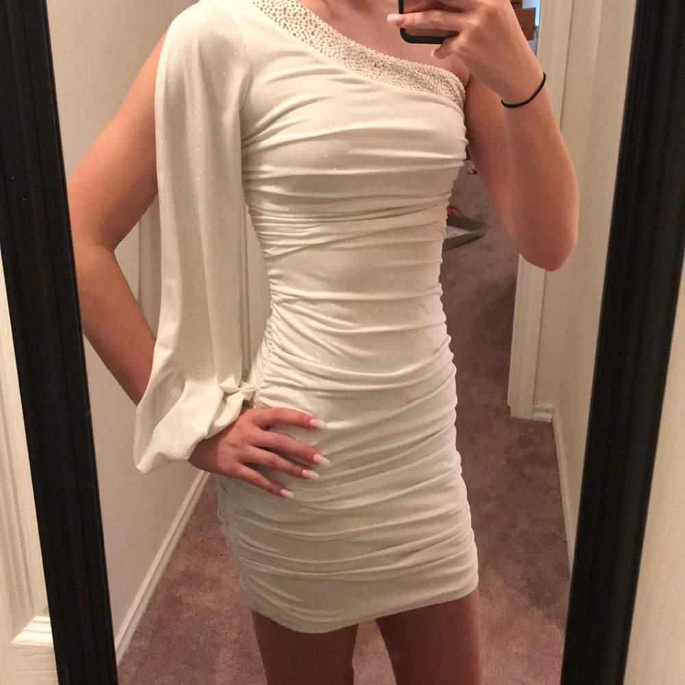 white and gold formal dress